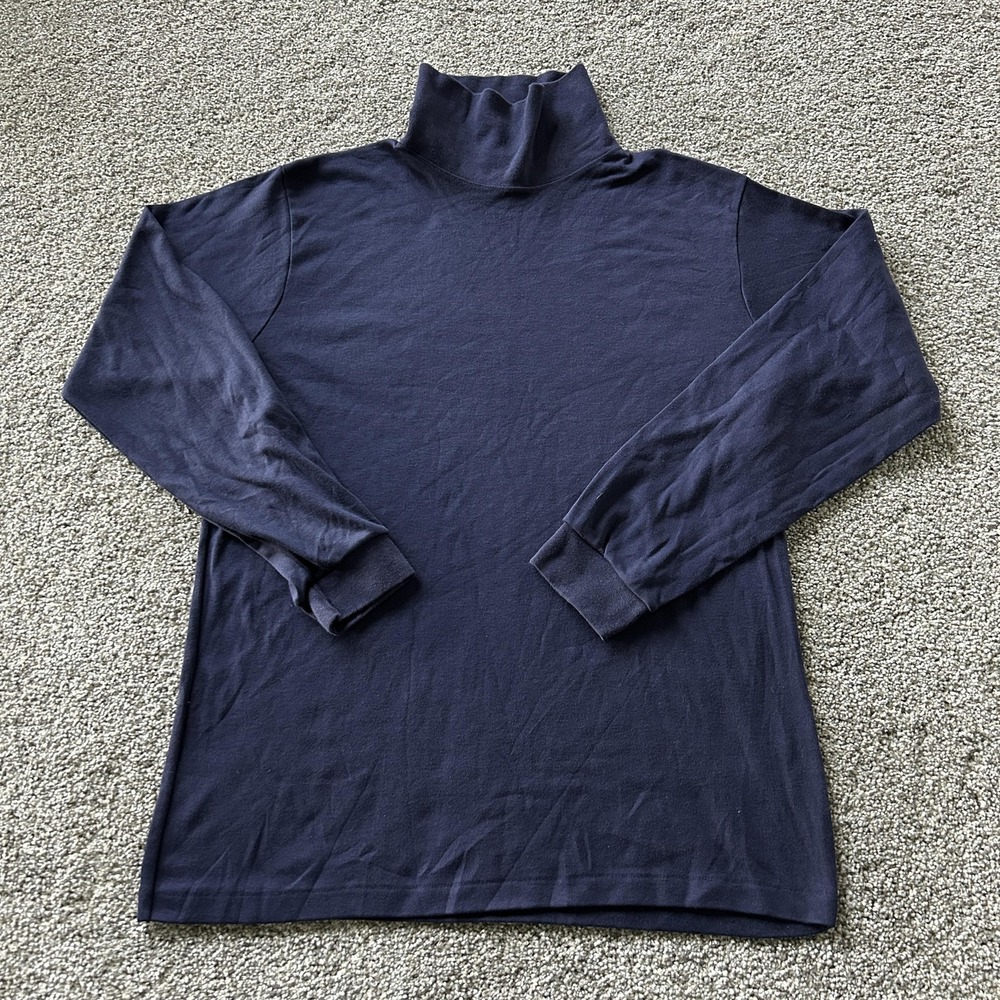 Bert Pulitzer Shirt Mens Large Blue Long Sleeve Turtleneck Cotton Tee T-Shirt